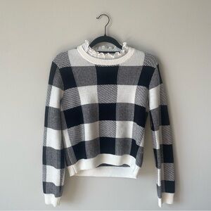 Anthropologie Black and White Plaid Sweater